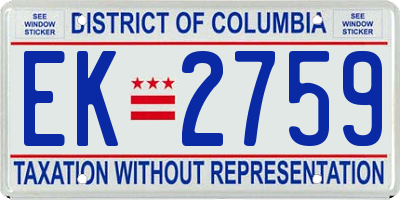 DC license plate EK2759