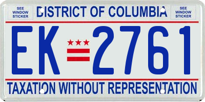 DC license plate EK2761