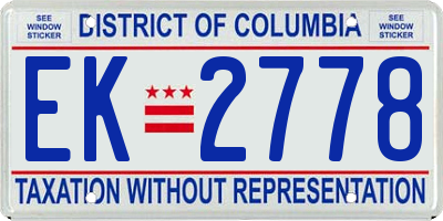 DC license plate EK2778