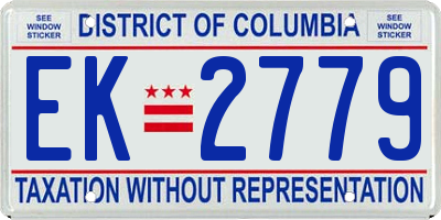 DC license plate EK2779