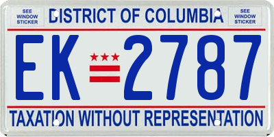 DC license plate EK2787