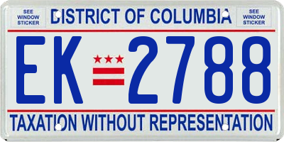 DC license plate EK2788