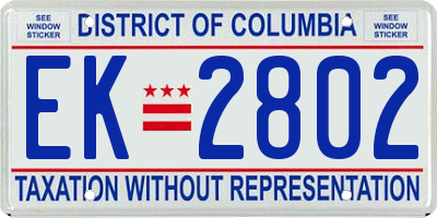 DC license plate EK2802