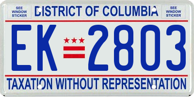 DC license plate EK2803