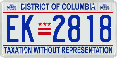 DC license plate EK2818