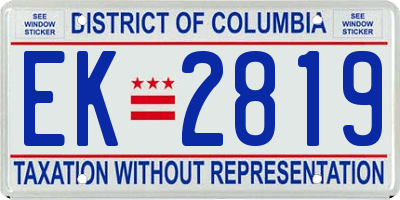 DC license plate EK2819