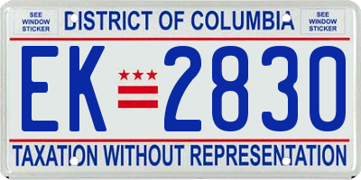 DC license plate EK2830