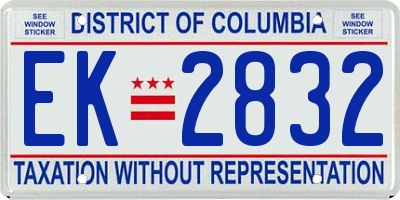DC license plate EK2832
