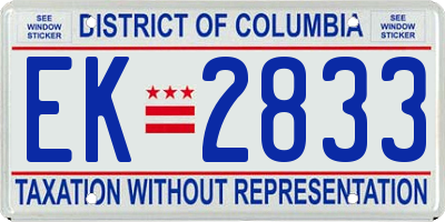 DC license plate EK2833