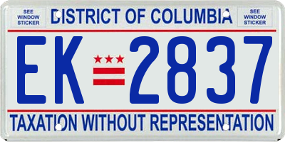 DC license plate EK2837