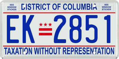 DC license plate EK2851
