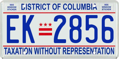 DC license plate EK2856