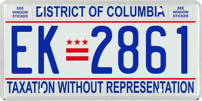 DC license plate EK2861