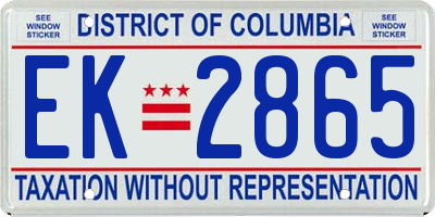 DC license plate EK2865