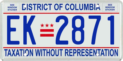 DC license plate EK2871
