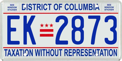DC license plate EK2873