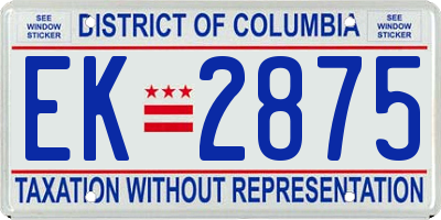 DC license plate EK2875