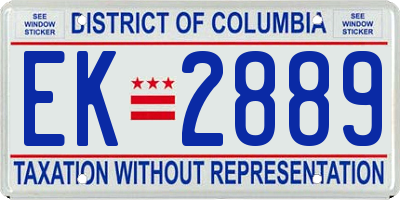 DC license plate EK2889