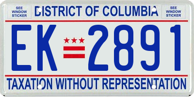 DC license plate EK2891