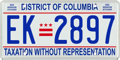 DC license plate EK2897