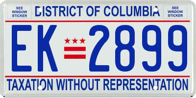 DC license plate EK2899