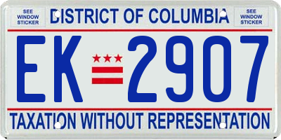 DC license plate EK2907
