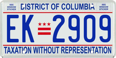 DC license plate EK2909