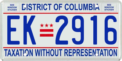 DC license plate EK2916