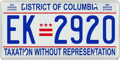 DC license plate EK2920