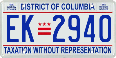 DC license plate EK2940