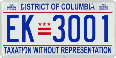 DC license plate EK3001