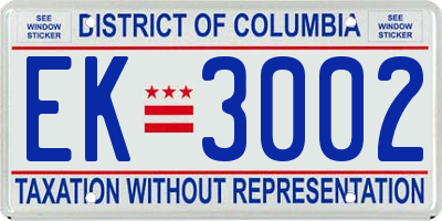 DC license plate EK3002