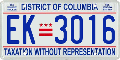 DC license plate EK3016