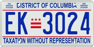 DC license plate EK3024