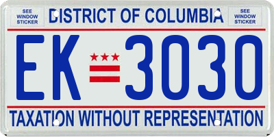 DC license plate EK3030