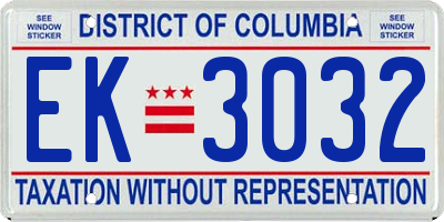 DC license plate EK3032
