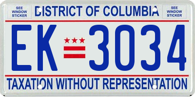 DC license plate EK3034