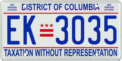 DC license plate EK3035