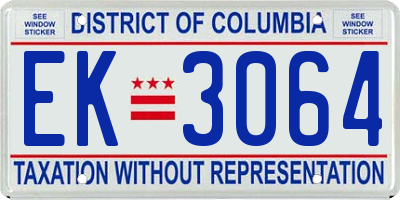 DC license plate EK3064