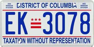 DC license plate EK3078