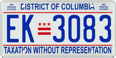DC license plate EK3083