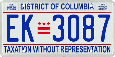 DC license plate EK3087