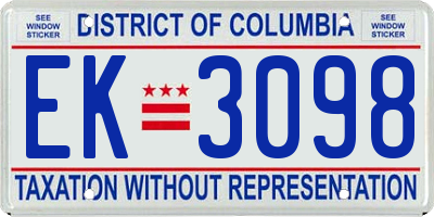 DC license plate EK3098