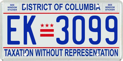 DC license plate EK3099