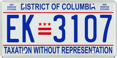 DC license plate EK3107