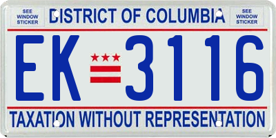 DC license plate EK3116