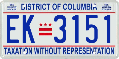DC license plate EK3151