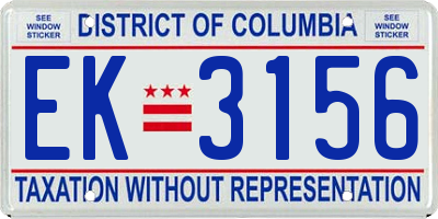 DC license plate EK3156