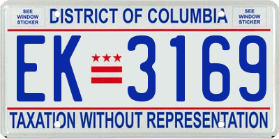 DC license plate EK3169