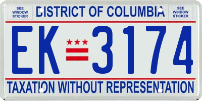 DC license plate EK3174